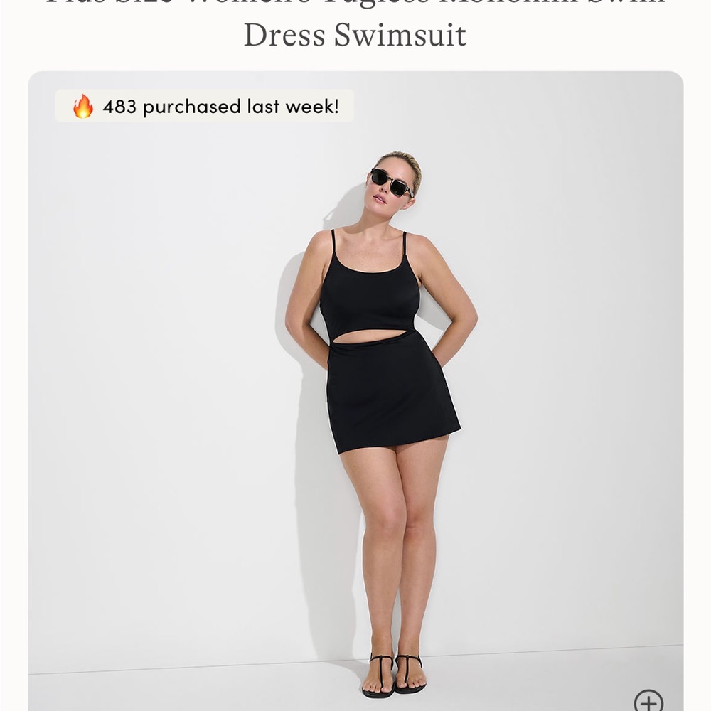 Lands' End Black Women's Swim Dress One Piece